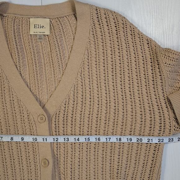 Elie Tahari Women’s V-Neck Button Front Cardigan Sweater Beige L – Long Sleeve K - Picture 7 of 13